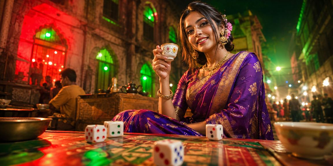 রাজশাহীতে লাল সবুজ রঙে ডাইস গেম খেলার বাংলাদেশি বিনোদন দৃশ্য